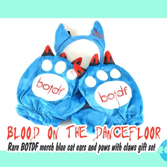 Rare Blood On The Dance Floor merch BOTDF blue plush Bat Ears and paw glove set main image 9
